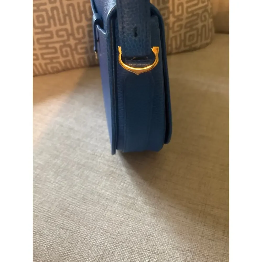vintage Cartier Must Line saddle/shoulder bag made from grained blue leather